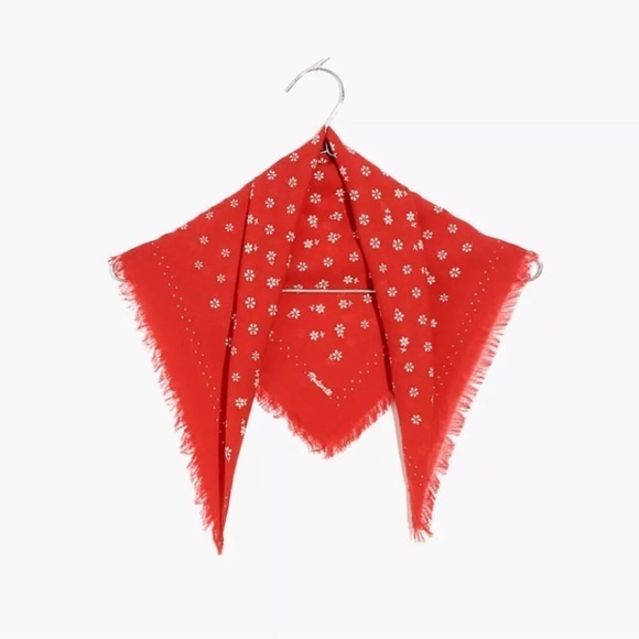 New! Madewell Fringe Bandana‎ Red - Picture 1 of 3